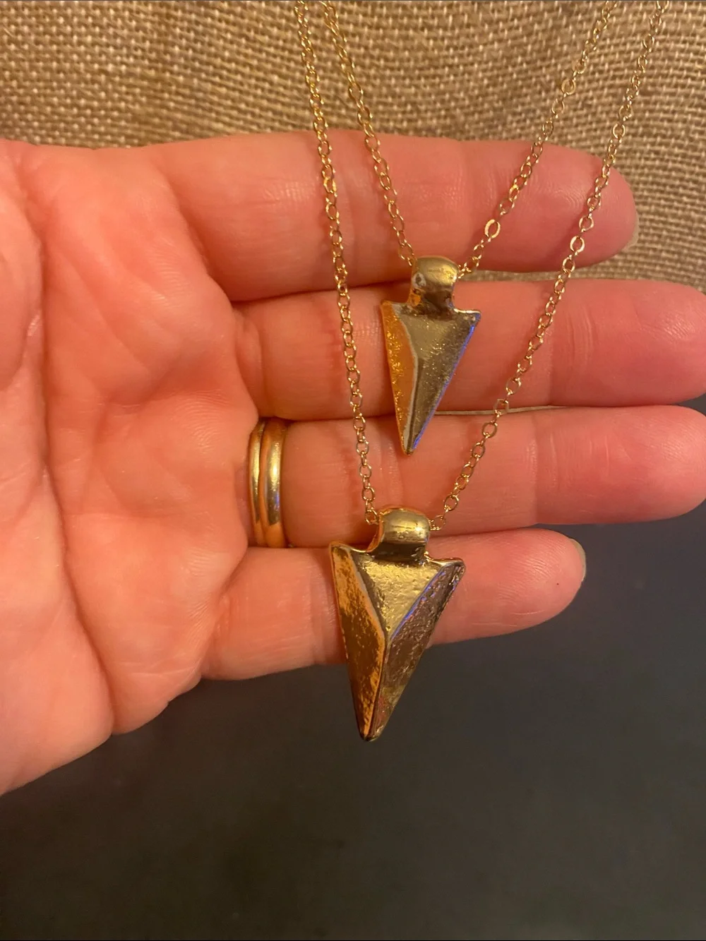 Layered Gold Triangle Pendant Necklace - Women Jewelry